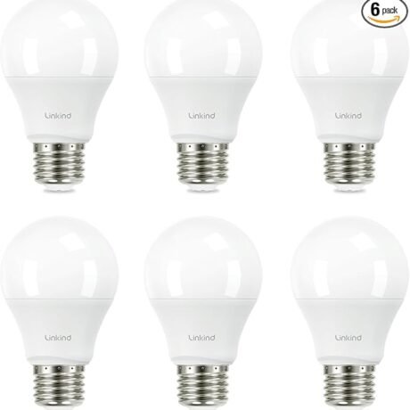 Linkind A19 LED Light Bulb, 60W Equivalent, 9W 2700K Soft White Light Bulbs, 800 Lumens Non-Dimmable LED Bulbs, E26 Standard Base, Energy Efficient UL Listed for Bedroom Home Office, 6 Packs
