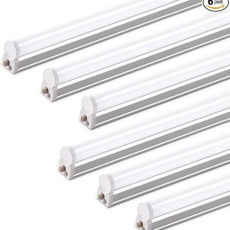 Barrina (6 Pack LED T5 Integrated Single Fixture, 4FT, 2200lm, 6500K Super Bright White, 20W Utility LED Shop Light, Ceiling and Under Cabinet Light, Corded Electric with ON/Off Switch, ETL Listed