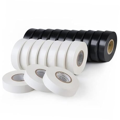 Lichamp Black White Electrical Tape 3/4 inch, 20-Pack Industrial Grade High Temp Waterproof Super Vinyl Electrical Tapes Bulk Assortment
