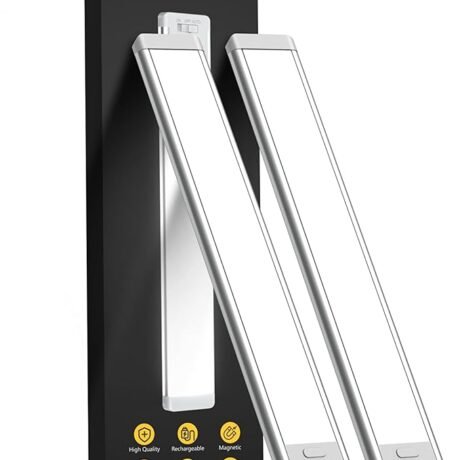 Under Cabinet Lights, 63 LED Rechargeable Battery Operated Motion Sensor Light Indoor, 2 Pack Magnetic Dimmable Closet Lights, Wireless Under Counter Lights for Kitchen, Stairs,Hallway