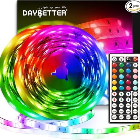 DAYBETTER Led Strip Lights 32.8ft Kit with Remote and Power Supply Color Changing