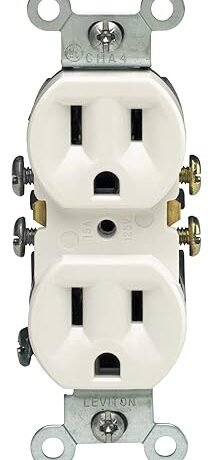 Leviton 5320-WMP 15 Amp, 125 Volt, Duplex Receptacle, Residential Grade, Grounding, 10-Pack, White