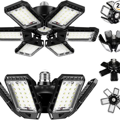 LED Garage Lights Bulb 2 Pack 180W 18000LM 6500K Led Shop Light with 6 Plus 1 Deformable Panels Basement Barn Ceiling Lights for E26/E27